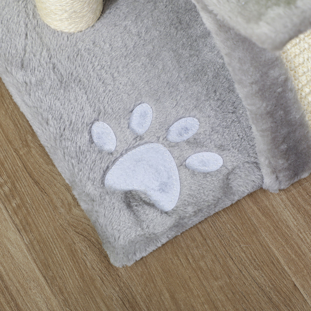 Cat Tree, Cat Tower for Kittens with Rotatable Top Bar, Sisal Scratching Post, Tunnel, Dangling Balls - Grey