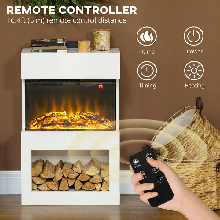 HOMCOM Electric Fireplace with 3D Flame Effect, 6 Colours & 3 Brightness Levels, 1000W/2000W White Electric Fire and Mantel Reach up to 30㎡ Space with Remote & Timer, 3 Sided View for Living Room