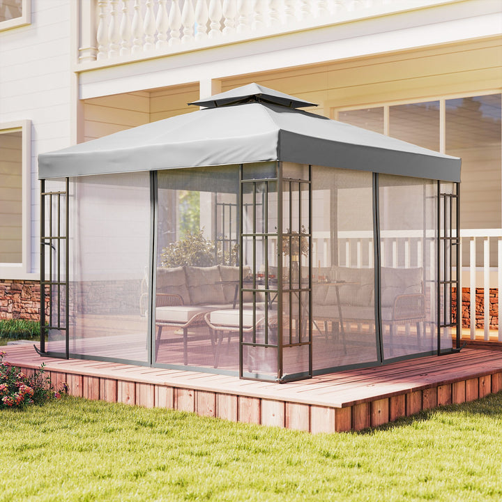 3 x 3(m) Patio Gazebo Canopy Garden Pavilion Tent Shelter with 2 Tier 