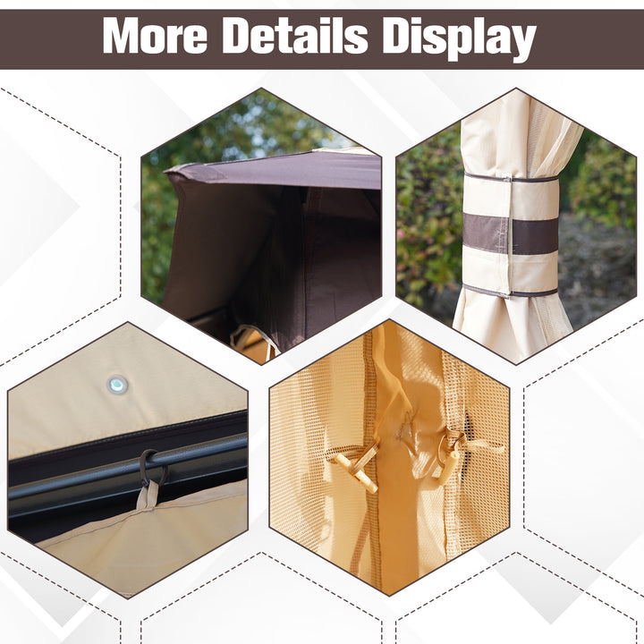 MCL 3.2 x 3.2m Garden Gazebo, Double Roof Outdoor Gazebo Canopy Shelter with Netting, Solid Steel Frame for Garden, Lawn, Backyard and Deck