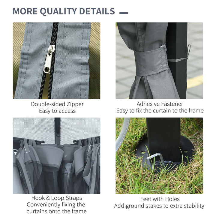 MCL 3 x 4m Hardtop Gazebo Canopy with Polycarbonate Roof, Aluminium Frame, Permanent Pavilion Garden Gazebo with Netting and Curtains - Grey