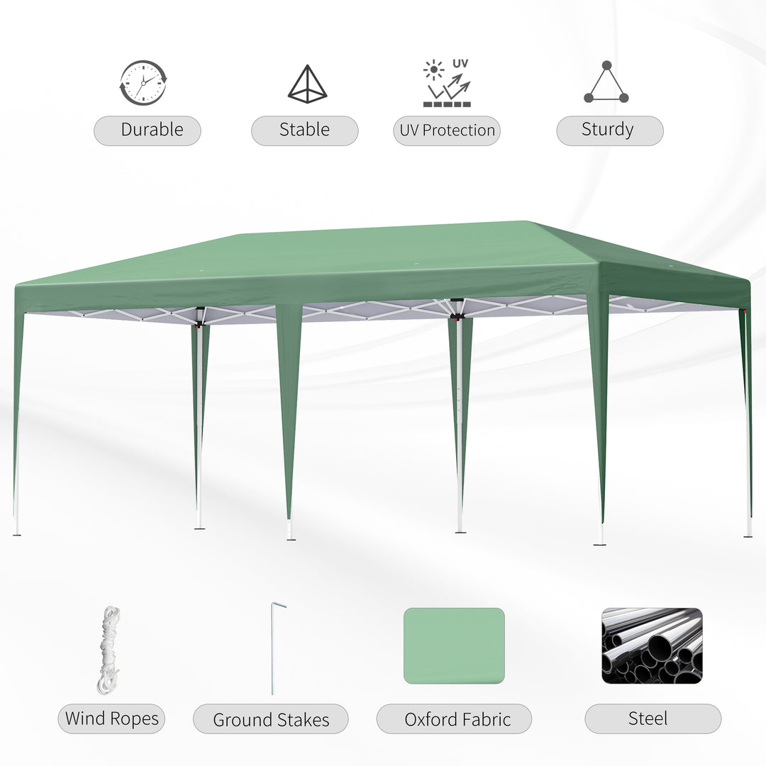 Outsunny Pop Up Gazebo with Double Roof, Foldable Wedding Canopy Tent with Carrying Bag, 6 m x 3 m x 2.65 m, Green