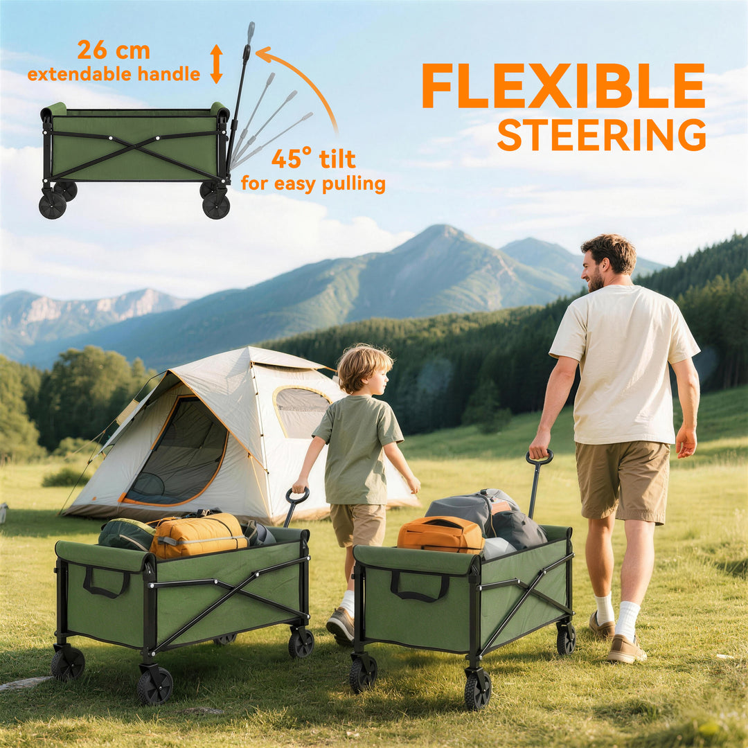 81L Festival Trolley on Wheels, Compact Garden Folding Trolley Cart wi