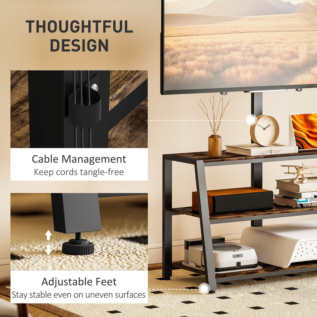 Industrial-Style TV Stand, with 35° Swivel Bracket - Dark Brown