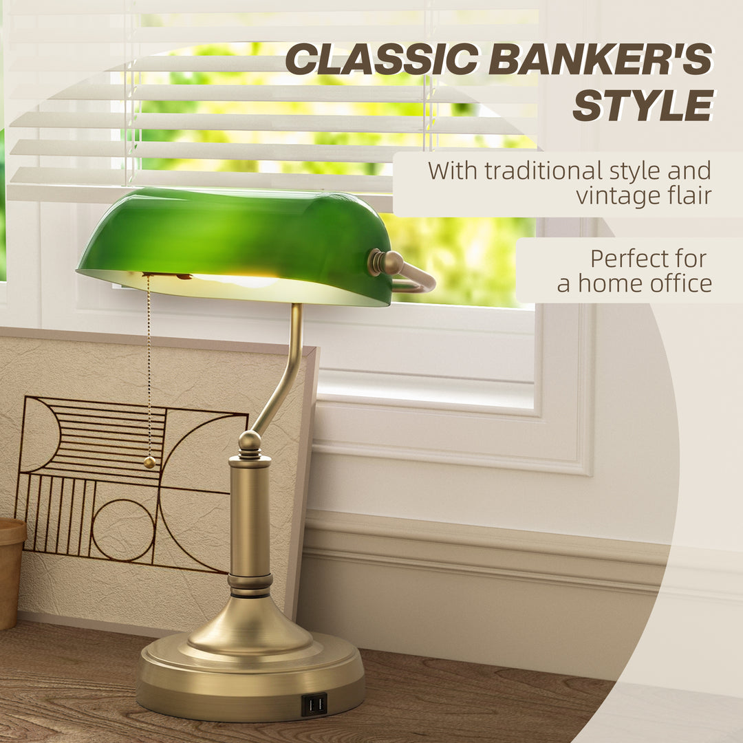 Desk Lamp with USB Ports, Banker&