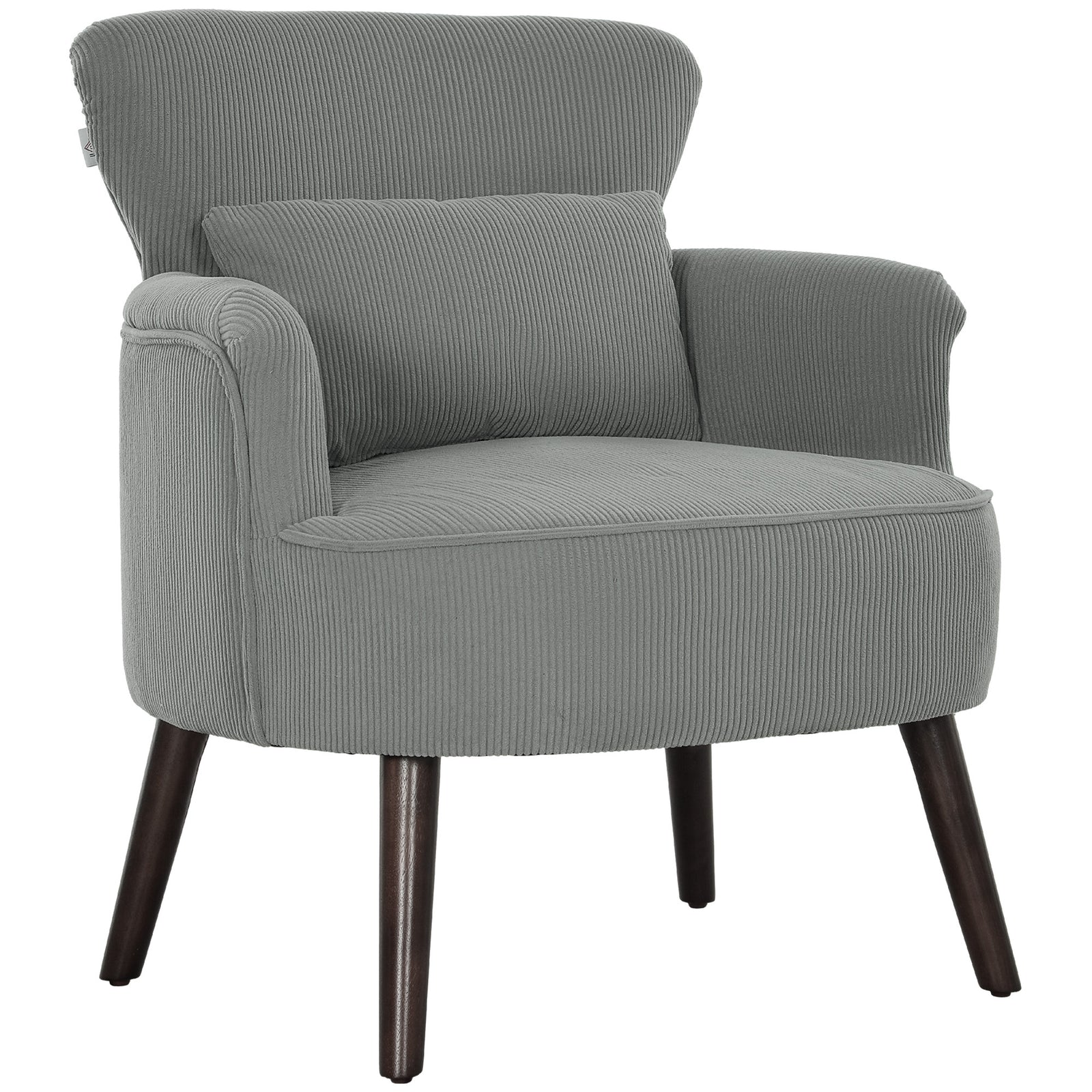 Corduroy Retro Accent Chair - Light Grey