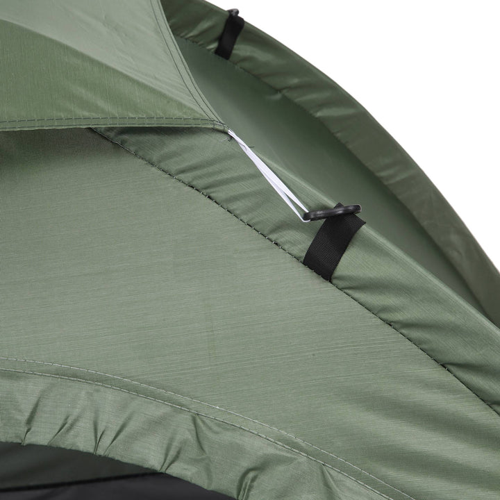 2 Person Camping Tent, Camouflage Tent with Zipped Doors, Storage Pocket, Portable Handy Bag, Dark Green