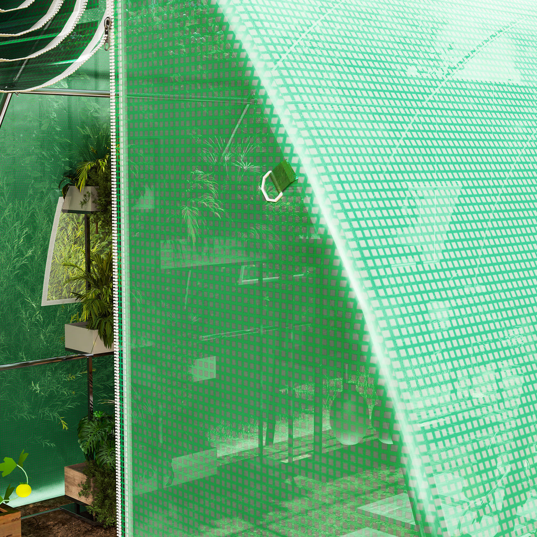4 x 3 x 2m Greenhouse Replacement Cover ONLY Winter Garden Plant PE Cover for Tunnel Walk-in Greenhouse with Roll-up Windows Door Outdoor, Green