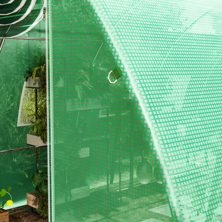 4 x 3 x 2m Greenhouse Replacement Cover ONLY Winter Garden Plant PE Cover for Tunnel Walk-in Greenhouse with Roll-up Windows Door Outdoor, Green