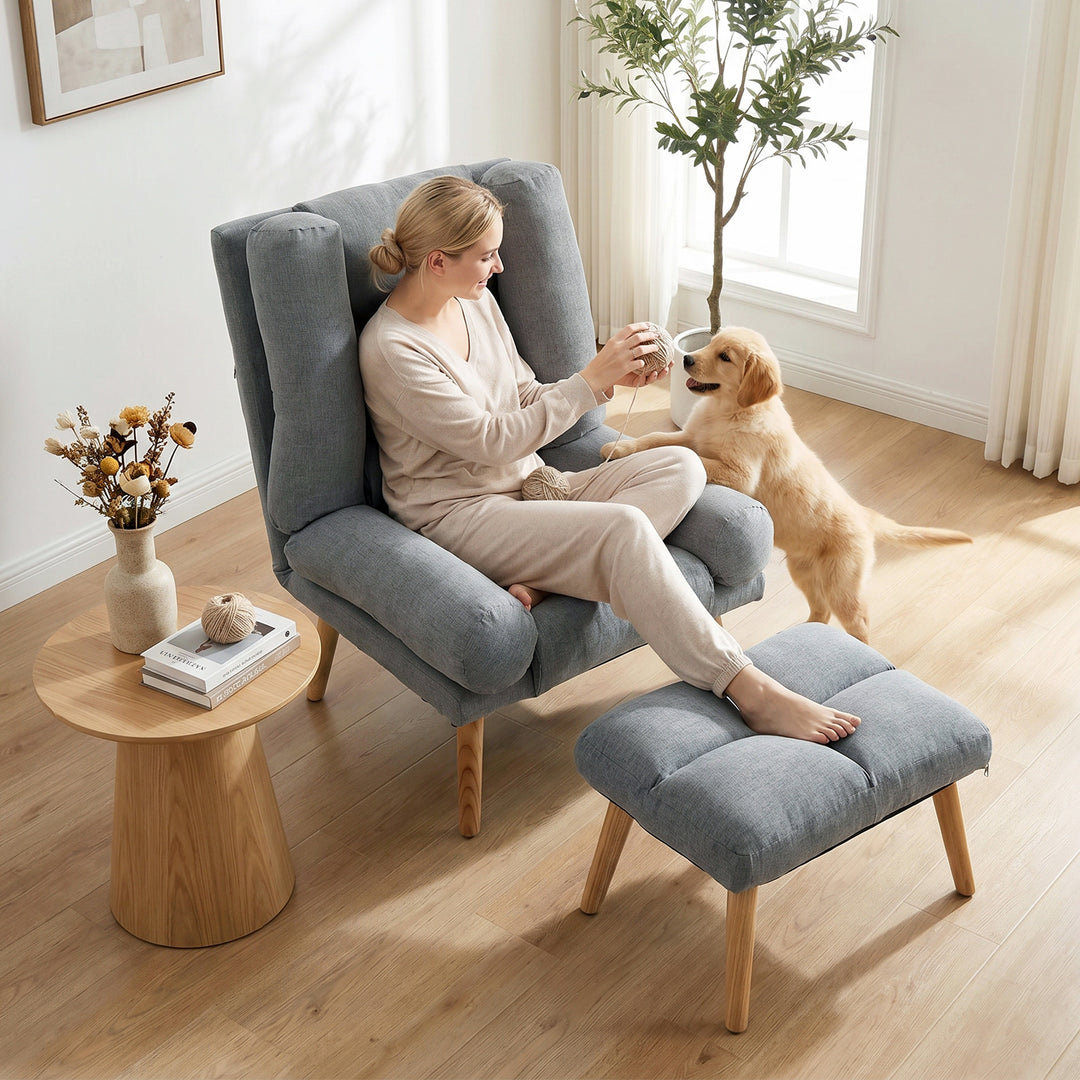 Recliner Chair with Footstool, Recliner Armchair with Adjustable Backr