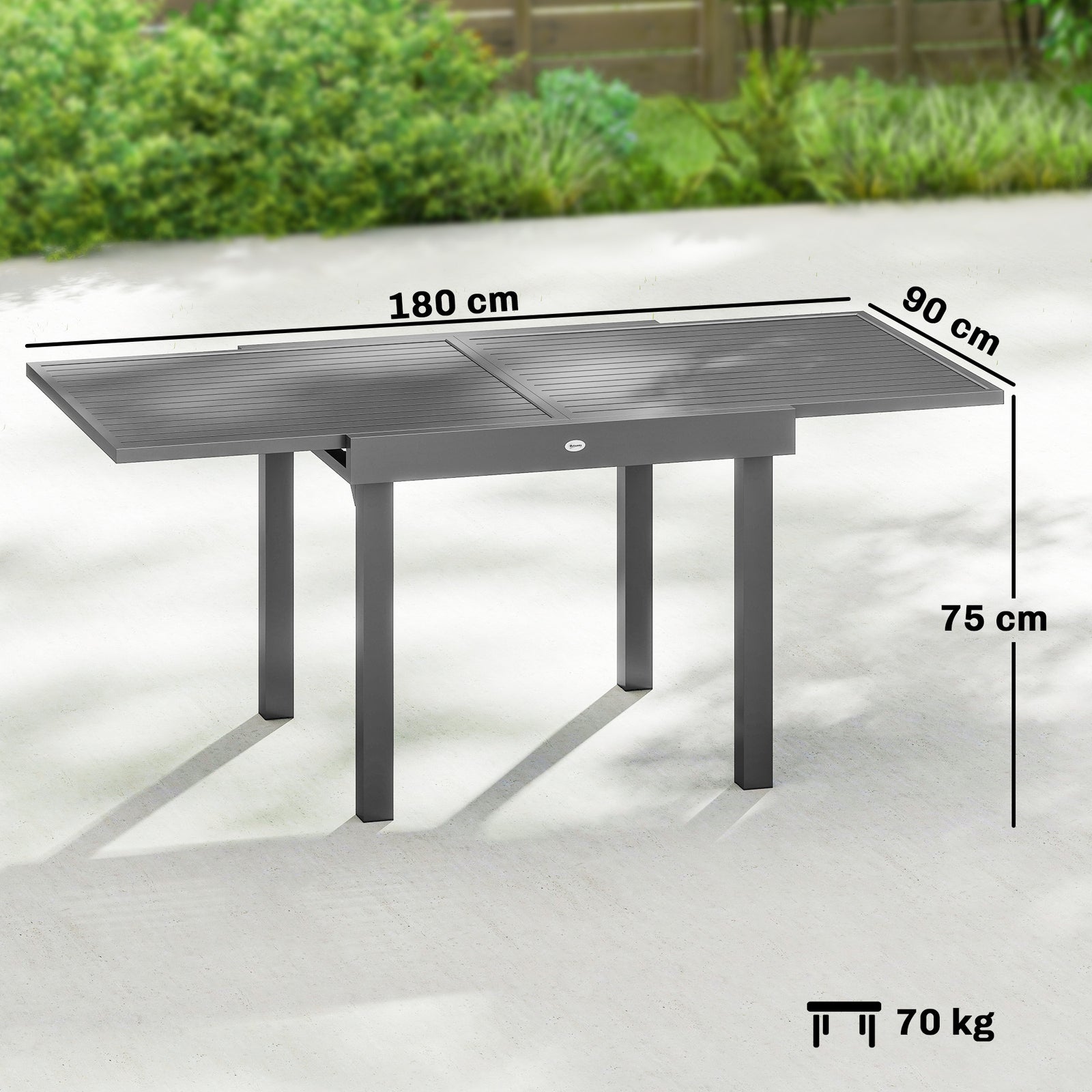 Extending Garden Table for 4-8 People, Aluminium Outdoor Dining Table 