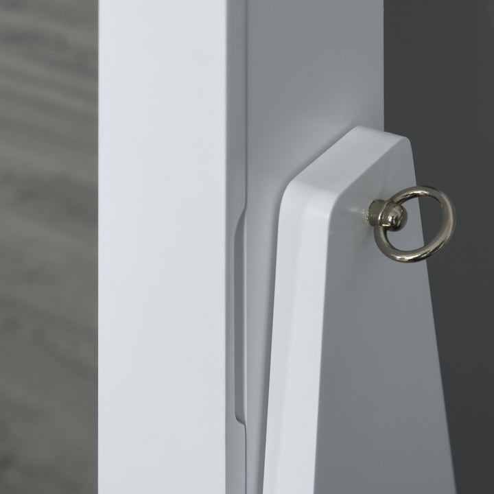 MCL Jewellery Cabinet, Standing Mirror with LED Lights, Full-Length Mirror with Storage Drawers, Hooks and Shelves, Make-Up Armoire, Jewellery Organiser for Bedroom, White