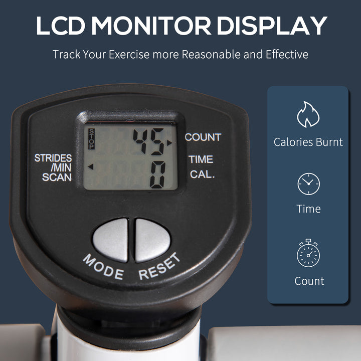 MCL Adjustable Twist Stepper Aerobic Ab Exercise Fitness Workout Machine w/ LCD Screen, Height Adjust Handlebars for Home Gym, White and Grey