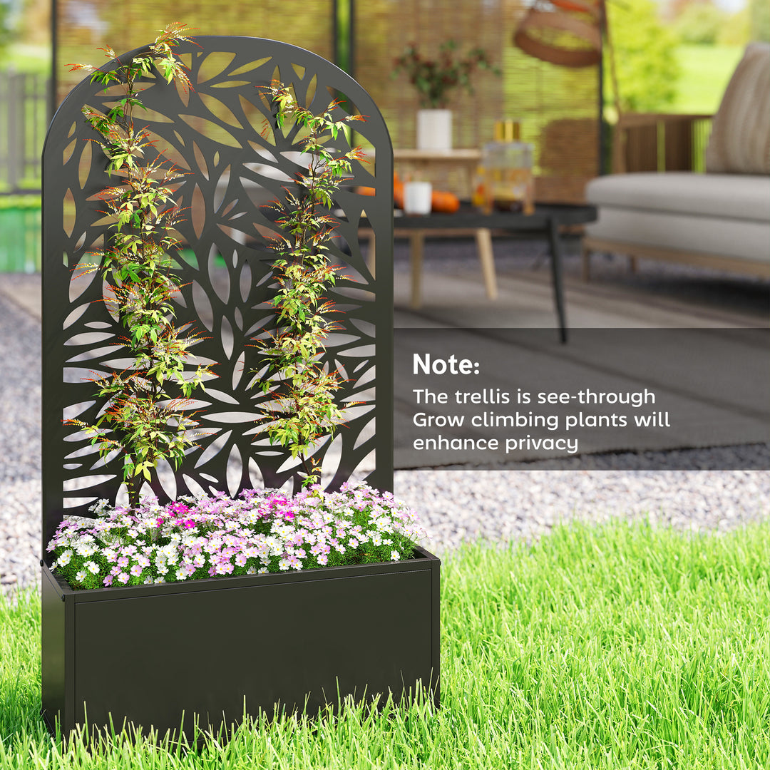 Metal Garden Bed for Garden with Trellis, Wall Mounted or Freestanding