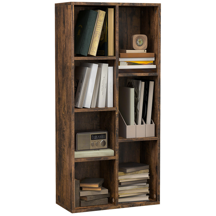 HOMCOM Bookcase Industrial Bookshelf Free Standing Display Cabinet Cube Storage Unit for Home Office Living Room Study Rustic Brown | Aosom UK