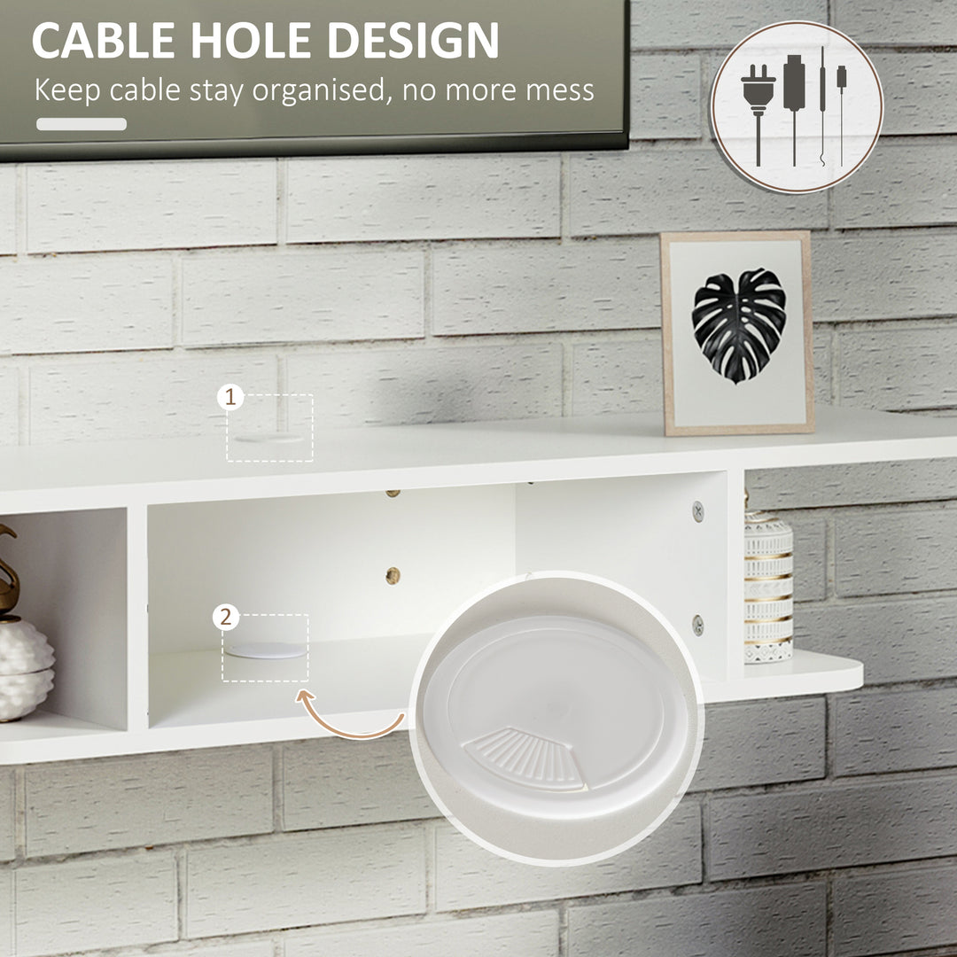 MCL Floating TV Unit Stand for TVs up to 40", Wall Mounted Media Console with Storage Shelf, Entertainment Center, White