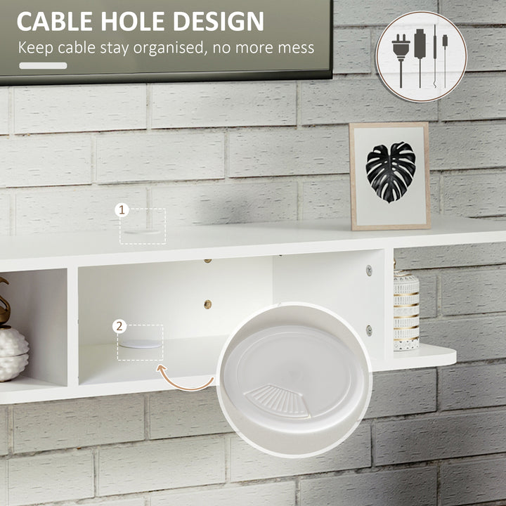 MCL Floating TV Unit Stand for TVs up to 40", Wall Mounted Media Console with Storage Shelf, Entertainment Center, White