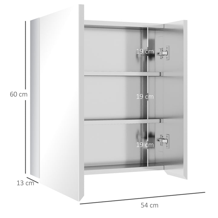 Bathroom Mirror Cabinet, Wall Mounted Medicine Cabinet with Hinged Door, Storage Shelves for Laundry Room