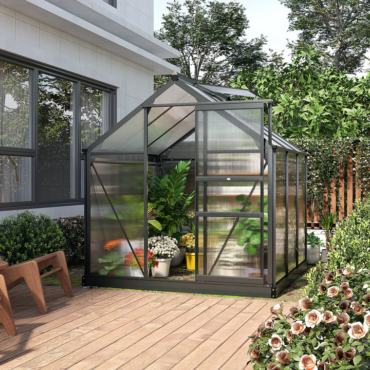 Outsunny 6 x 6 ft Clear Polycarbonate Greenhouse Large Walk