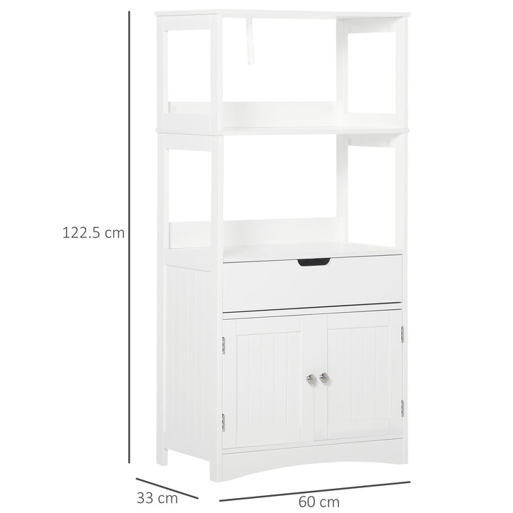 Kleankin Free Standing Bathroom Cabinet, Kitchen Cupboard with Shelves, Drawer, for Storage Organising, White | Aosom UK