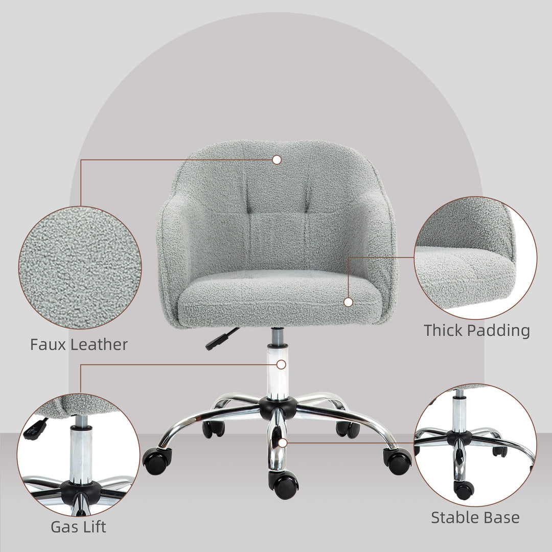 Teddy Fleece Swivel Office Chair - Grey