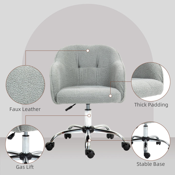 Teddy Fleece Swivel Office Chair - Grey
