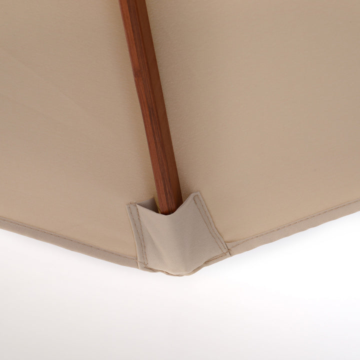 MCL 2.7m Wooden Parasol Elegant Two-Tier Design Garden Parasol Umbralle for Outdoor Shade, Beige