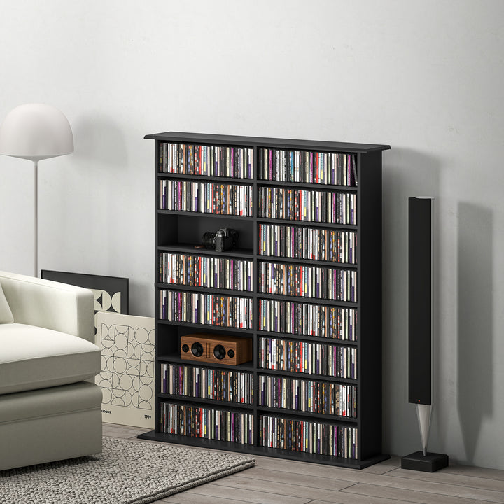 16-Compartment Media Shelf - Black