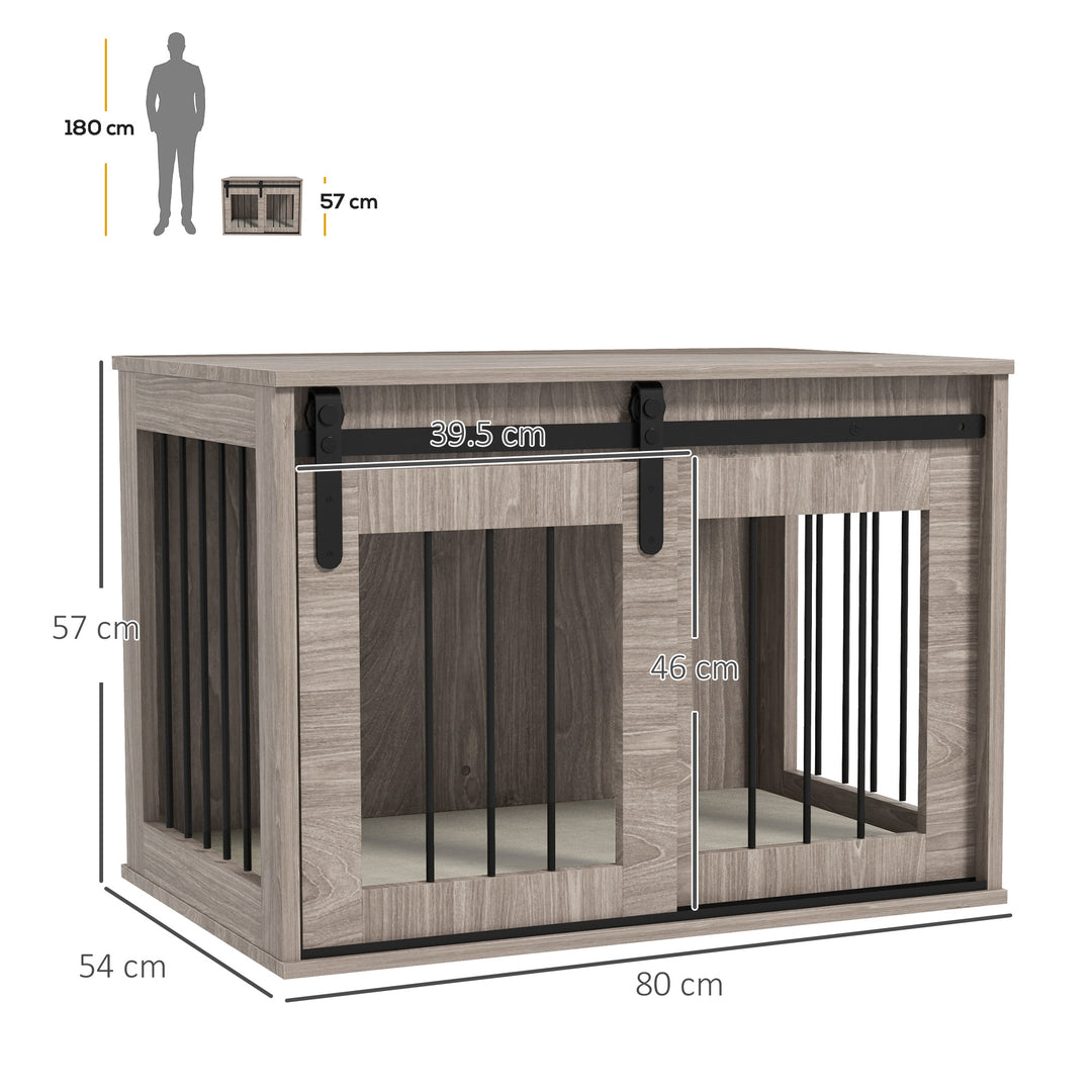 PawHut Dog Crate Furniture with Removable Cushion for Medium-Sized Dogs, 80 x 54 x57 cm, Brown | Aosom UK