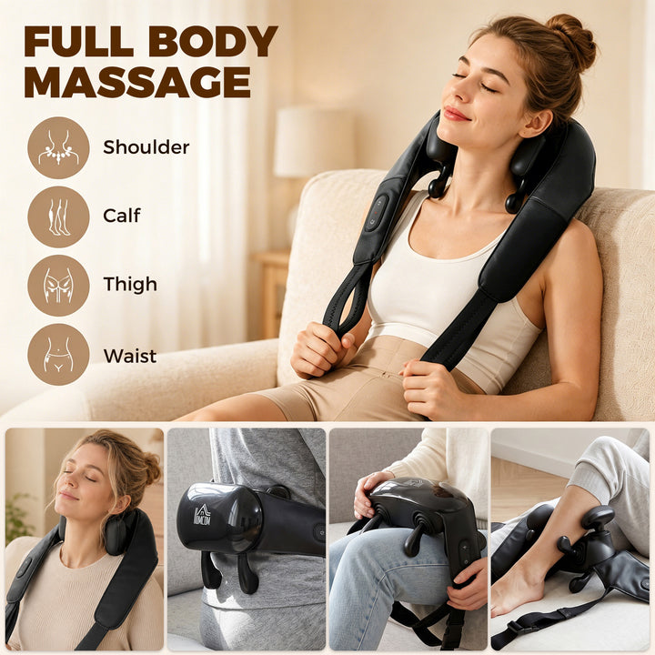 Cordless Neck Massager with Heat, Deep Tissue 4D Shiatsu Neck and Shou