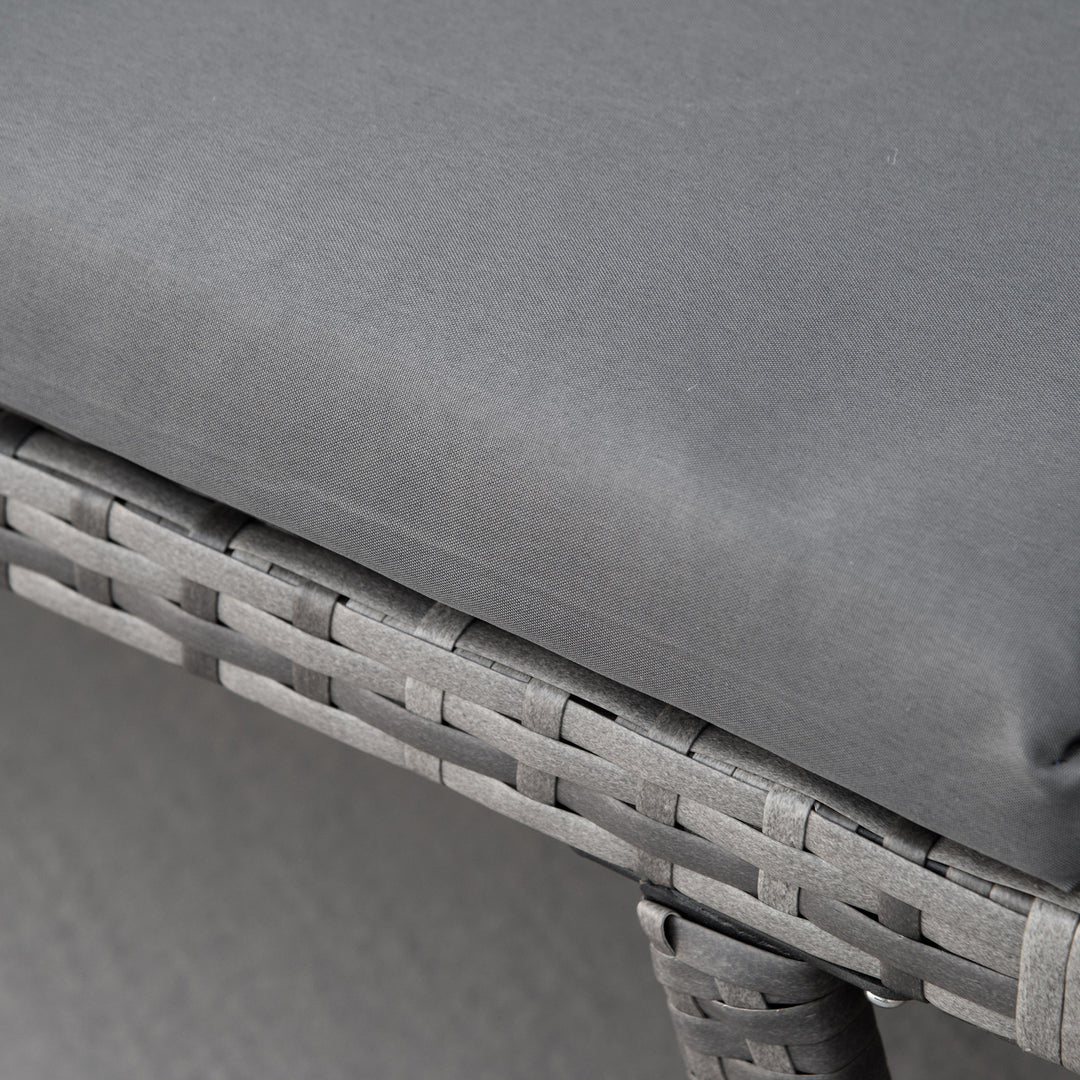 MCL 2 Seater Rattan Sofa with Cushions, 2-in-1 PE Rattan Daybed Sofa with Left Up or Down Armrests, Garden Chaise Lounger Loveseat for Outdoor, Patio, Mixed Grey