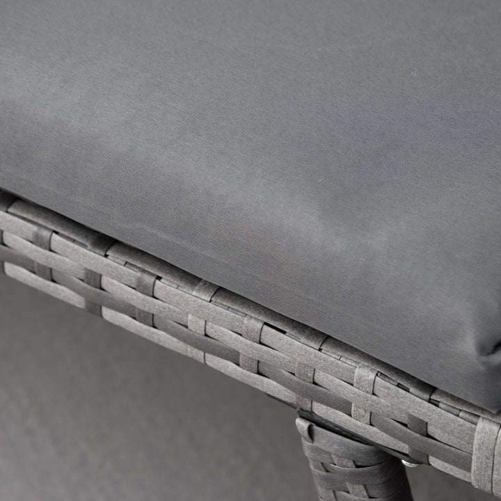 MCL 2 Seater Rattan Sofa with Cushions, 2-in-1 PE Rattan Daybed Sofa with Left Up or Down Armrests, Garden Chaise Lounger Loveseat for Outdoor, Patio, Mixed Grey