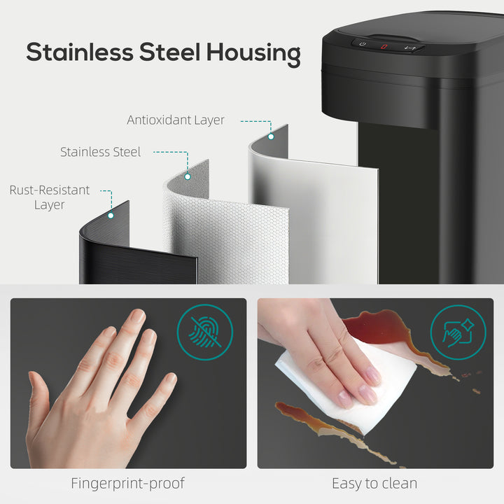 12L Sensor Bin, Automatic Touchless Motion Sensor Kitchen Bin with Fingerprint Resistant Stainless Steel