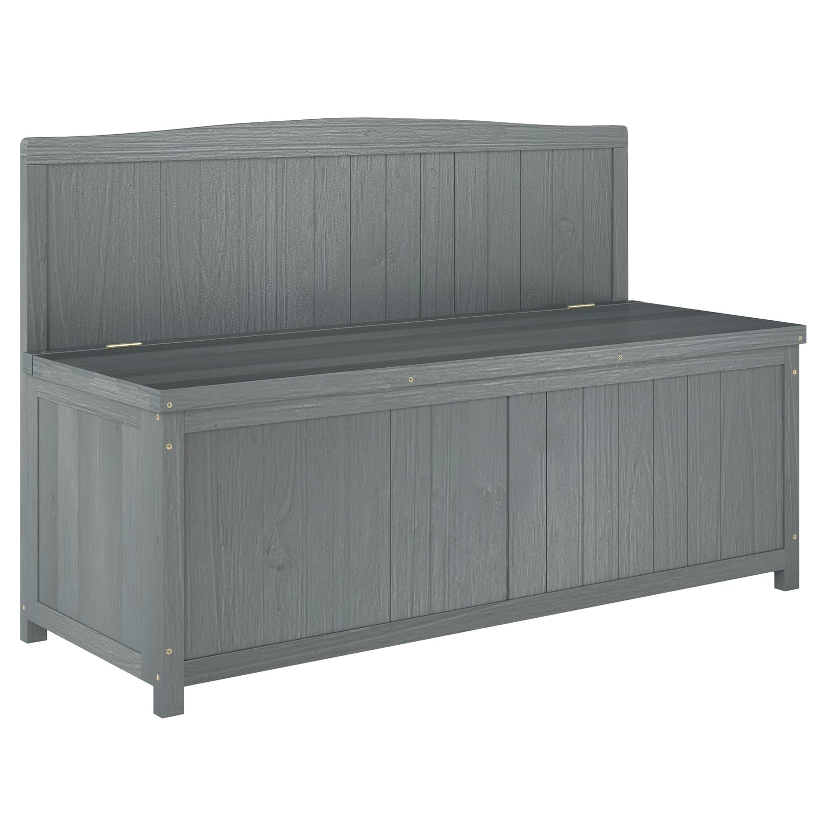 Wood Storage Bench for Patio Furniture, Outdoor Garden Seating Tools, Grey