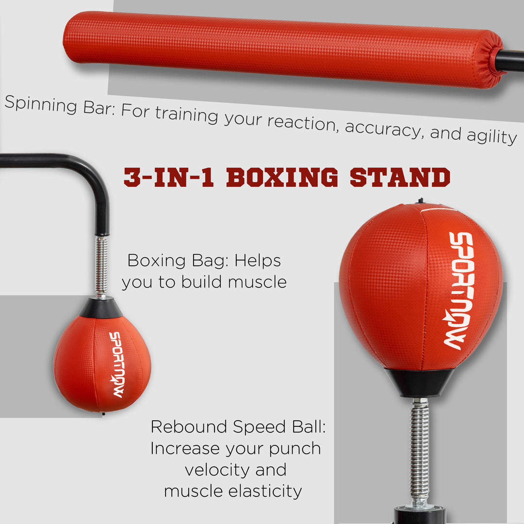 SPORTNOW 140-205cm Inflatable Punch Bag w/ Reaction Bar Challenge, Freestanding Punching Bag Training Equipment w/ Suction Cups | Aosom UK