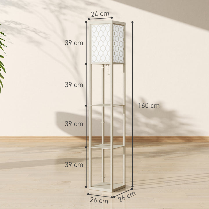 Three-Shelf Standing Lamp - Oak/White