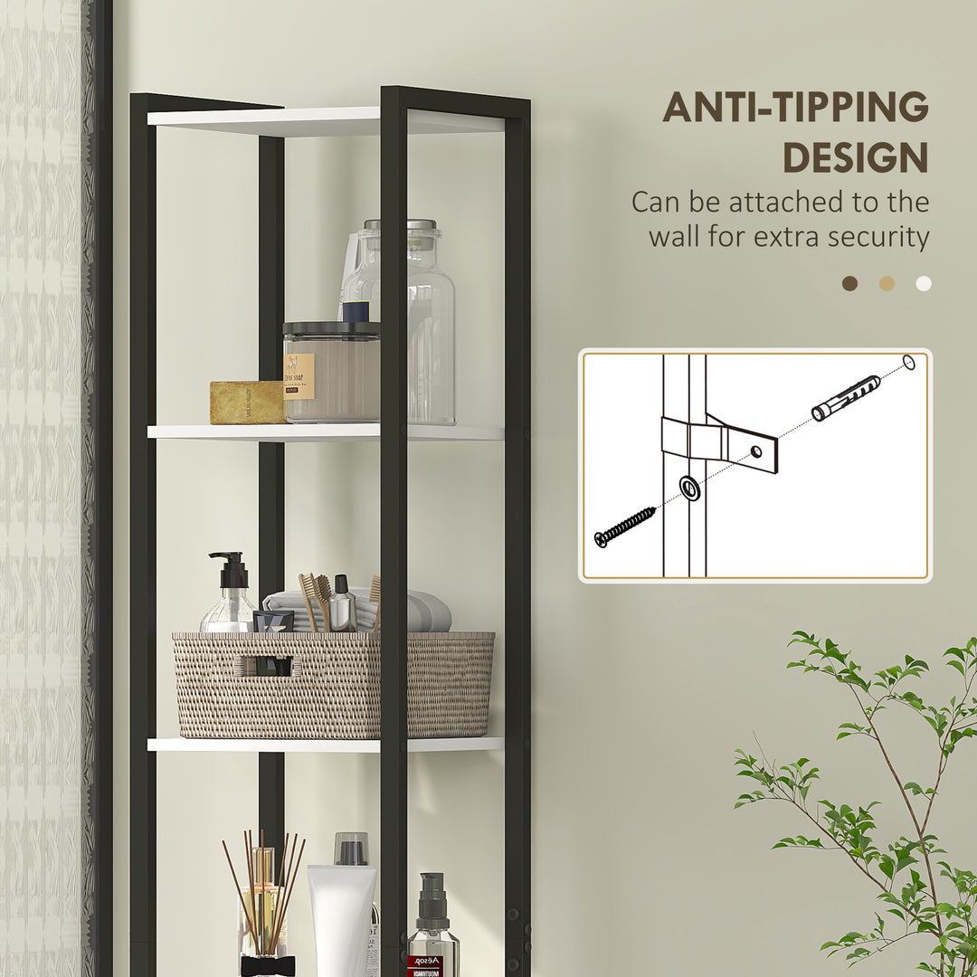 Tall Bathroom Cabinet with 3 Shelves, Slim Storage Cabinet with Adjustable Shelf, Narrow Tallboy Cupboard, Bathroom Storage Unit for Kitchen, Living Room, Hallway, 30 x 30 x 170 cm