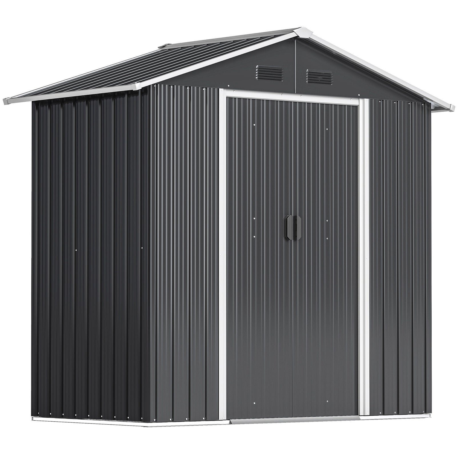 6.5x3.5ft Metal Garden Storage Shed for Outdoor Tool Storage with Double Sliding Doors and 4 Vents, Dark Grey