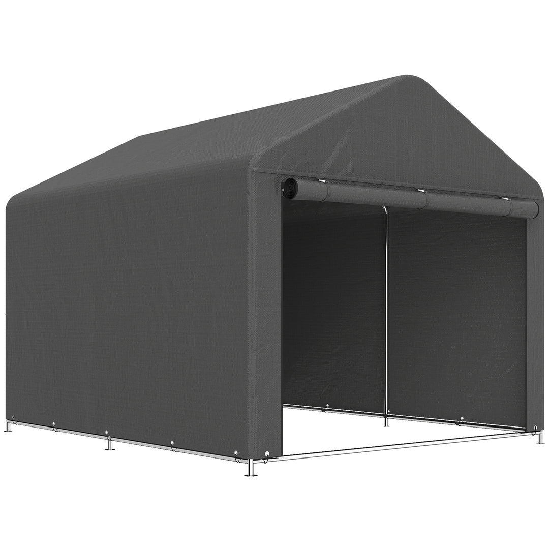 6.6 x 7.8ft Outdoor Garden Storage Shed, Waterproof Bike Tent with Roll-up Zipper Door, Galvanised Metal Frame, Portable Shed Shelter Carport for Motorcycle Garden Tools