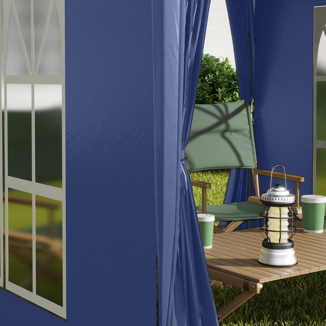 2 x 2 m Garden Pop Up Gazebo, Wedding Party Tent Marquee, Water Resistant Awning Canopy with Sidewalls, Windows, Carry Bag, Blue