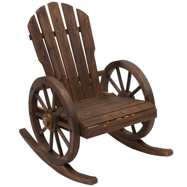 MCL Wooden Adirondack  Rocking Chair Reclining Armchair Outdoor Garden Furniture Patio Porch Rocker - Carbonized Wood Colour