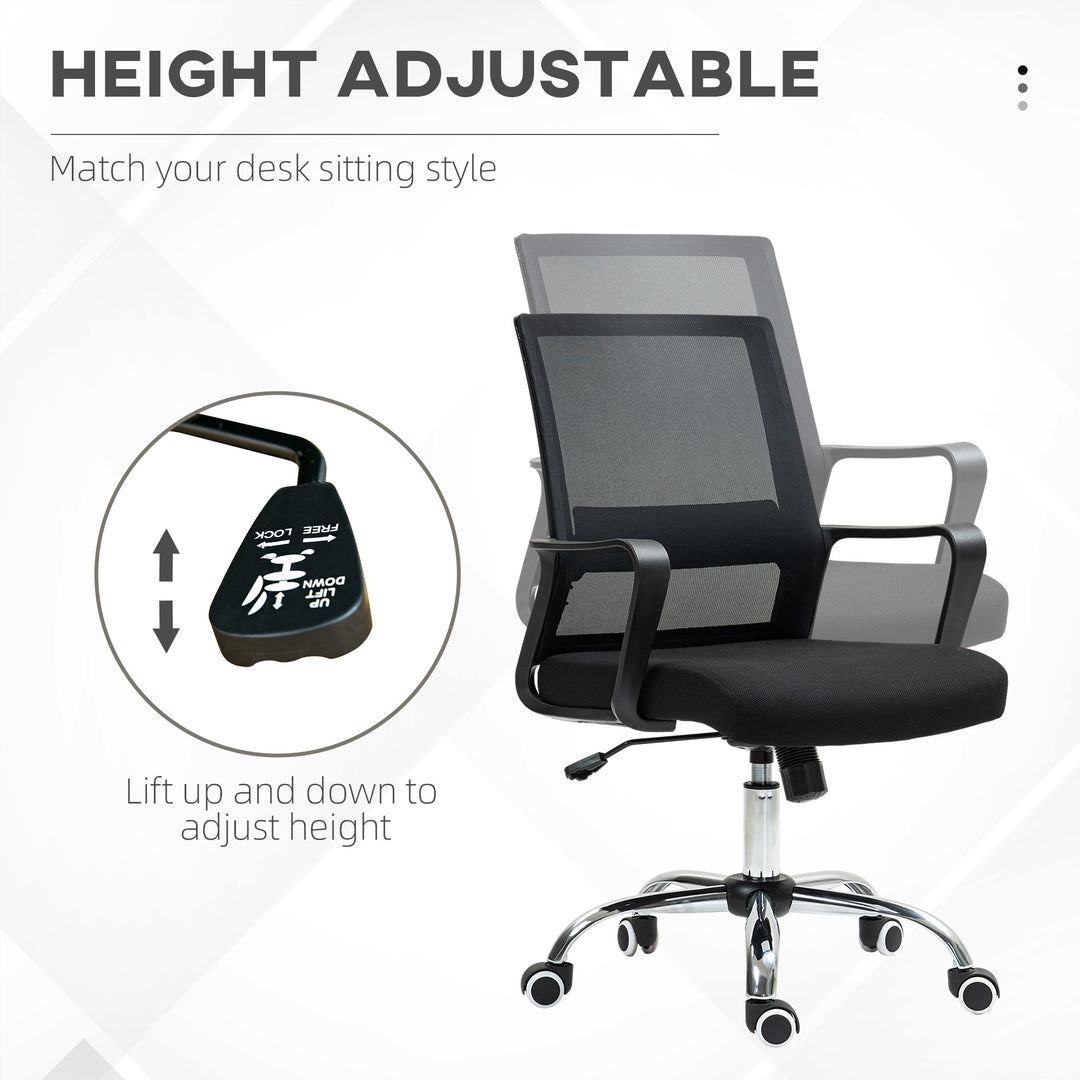 Mesh Back Office Chair, with Wheels - Black