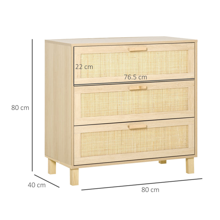 HOMCOM Wooden Storage Unit: 3-Drawer Cupboard for Versatile Home Organisation | Aosom UK