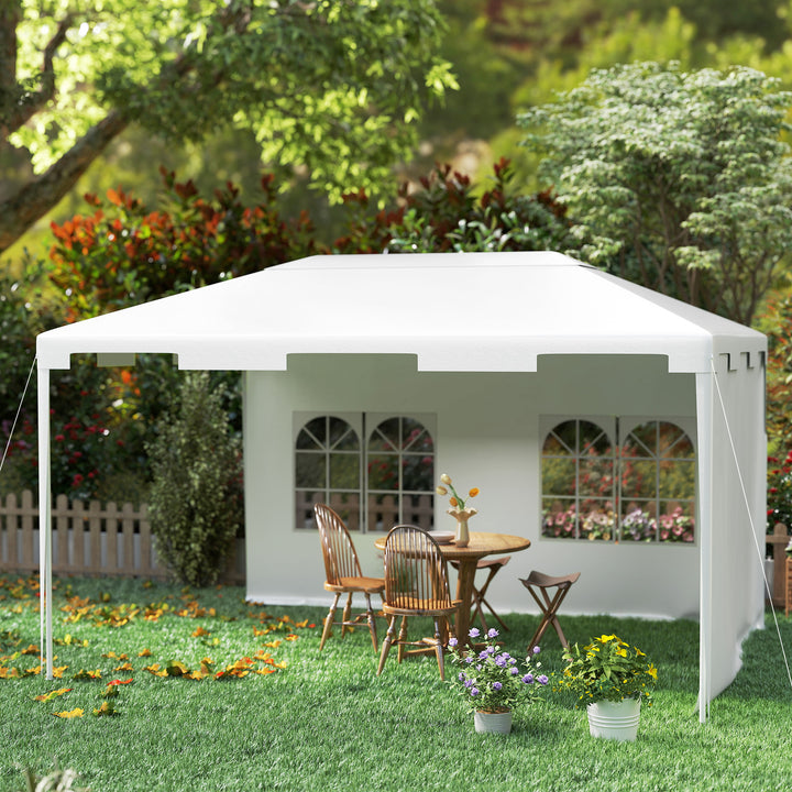 3 x 4 m Garden Gazebo Shelter Marquee Party Tent with 2 Sidewalls for Patio Yard Outdoor - White