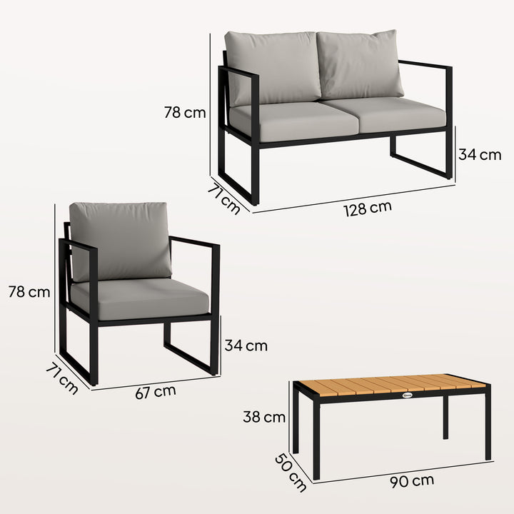 Outdoor Garden Furniture Set, 4 Piece Patio Furniture with Slatted Tab