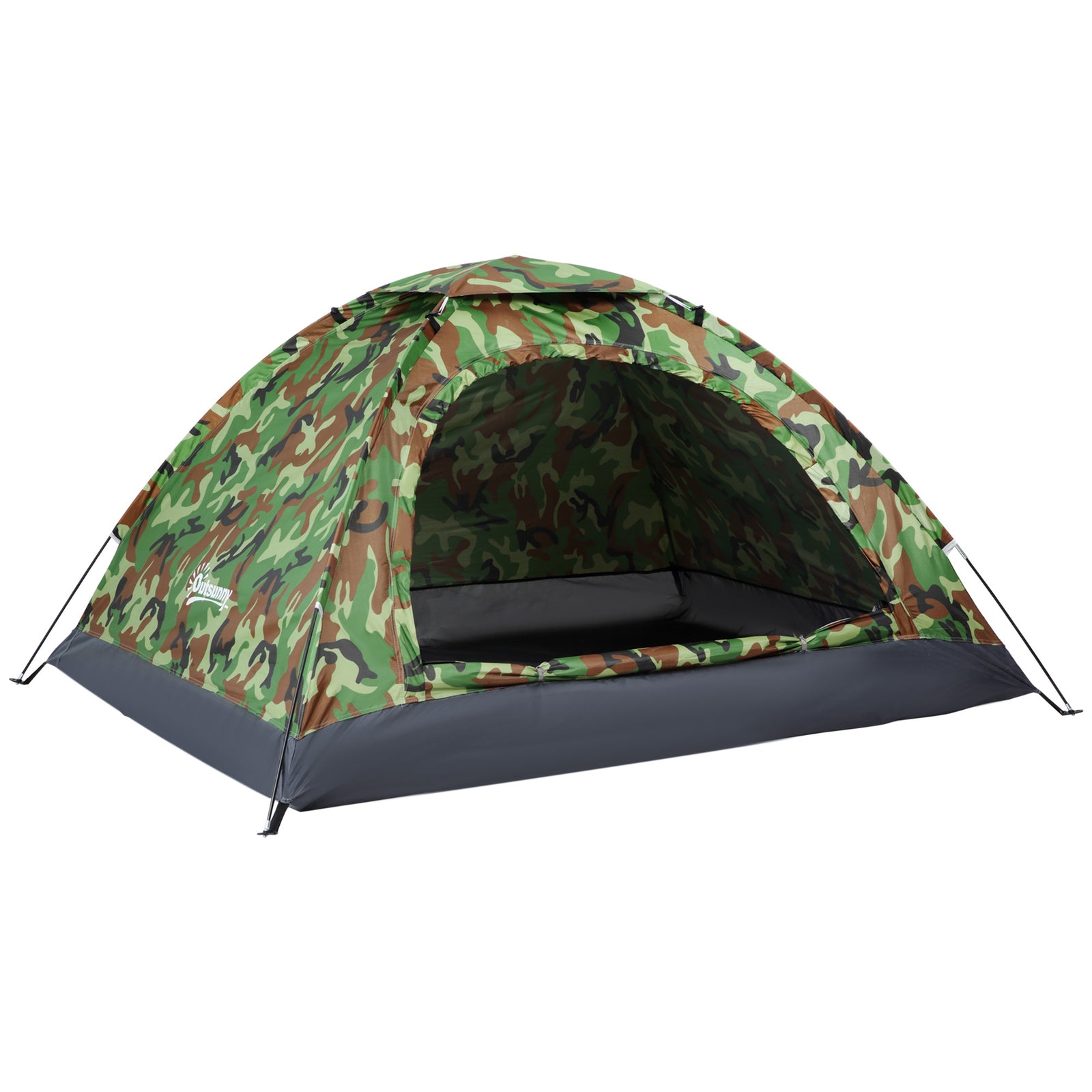 2 Person Camping Tent, Dome Tent with Zipped Doors, Storage Pocket, Portable Handy Bag, Multicoloured