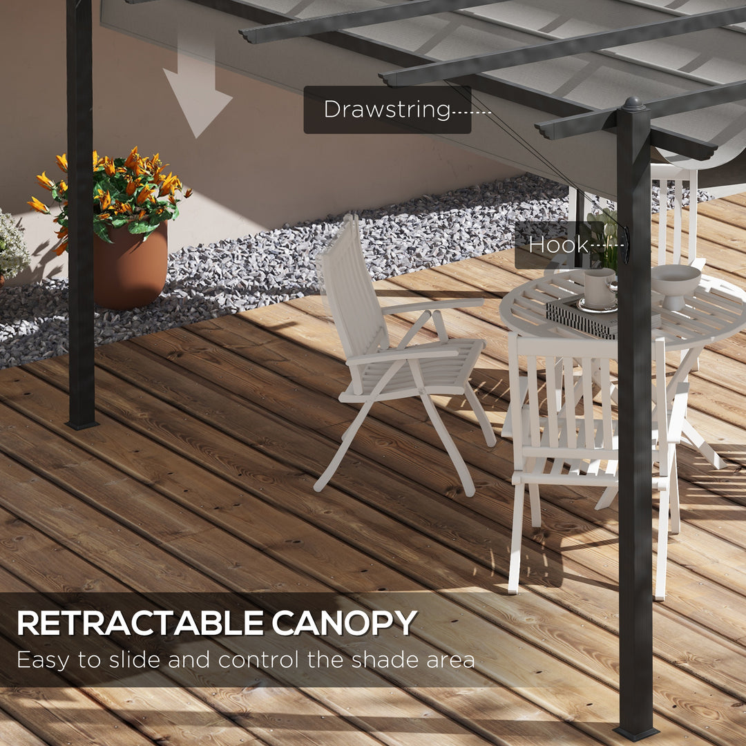 4 x 3(m) Aluminium Pergola with Retractable Roof, Garden Gazebo Canopy Shelter for Outdoor, Patio, Grey