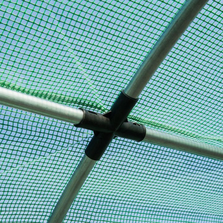 6 x 3 x 2 m Polytunnel Greenhouse with Roll-up Door and 12 Mesh Windows, Walk-in Garden Tunnel Warm House Tent with UV-resistant PE Cover and Galvanised Steel Frame, Green