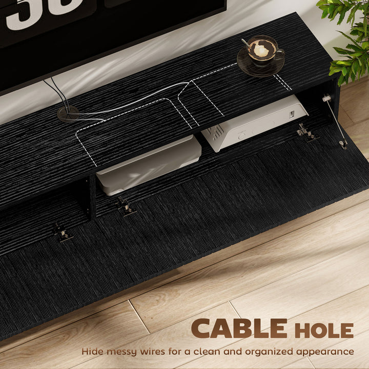 140cm Floating TV Stand, Wall Mount TV Unit with Cable Management Hole