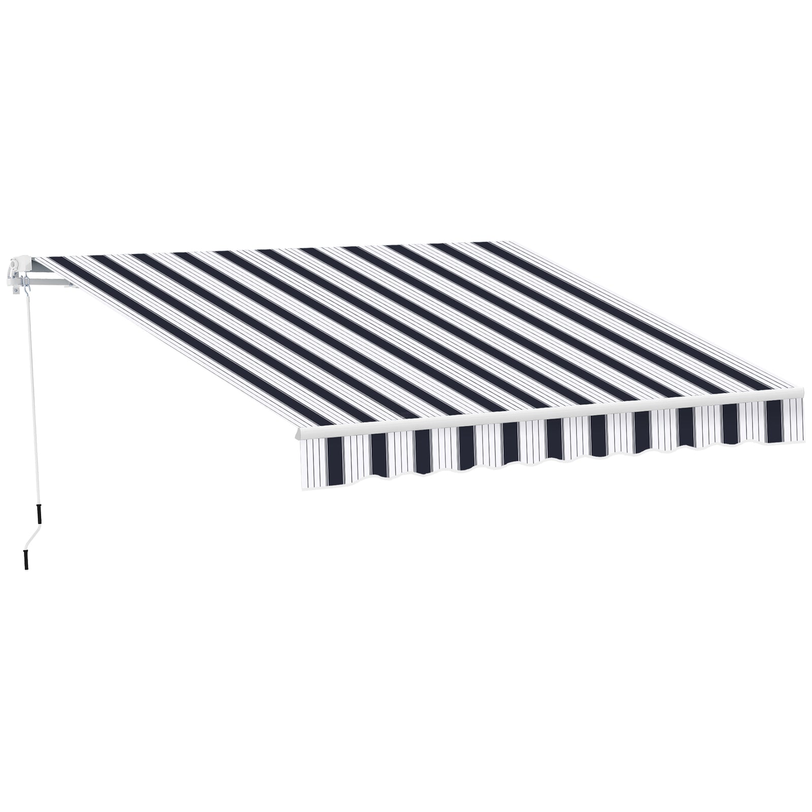 Manual Retractable Awning, 2.5x2 m-Dark Blue/White Stripes